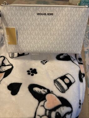 Michael Kors Silver Monogram Cosmetic Pouch